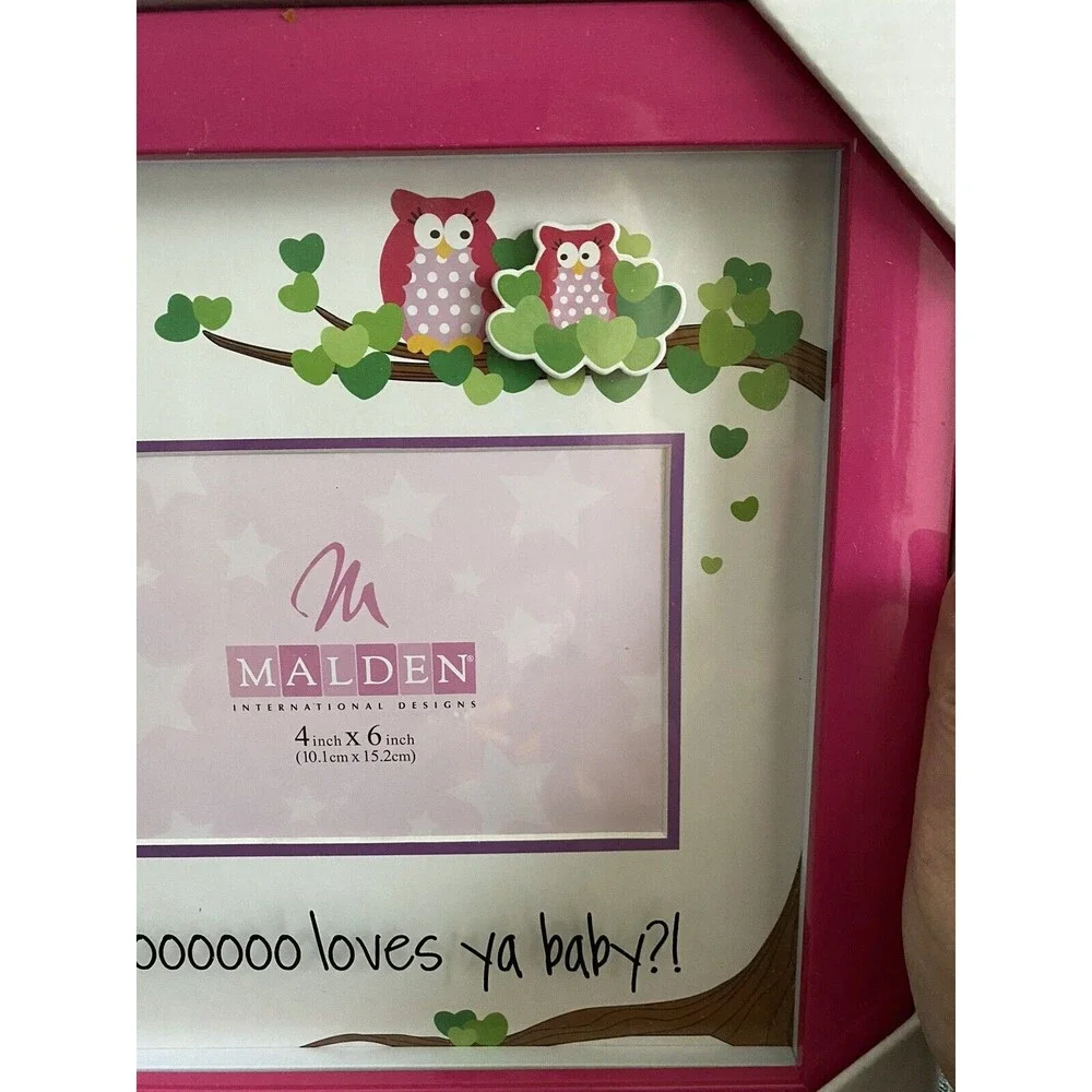 NIB - Malden Frame Pink with Owls “whooooo loves ya baby?” Baby Shower Gift